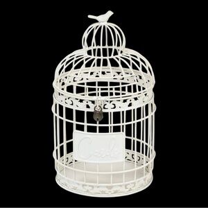 Red Co Round Metal Birdcage Wedding Card Holder Rustic Off White Brand New